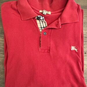 Red Polo Shirt with Checkered Detail